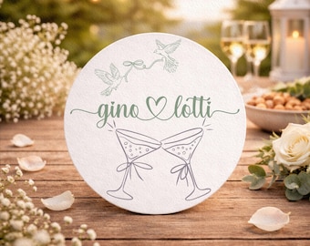 100 posavasos redondos (o cuadrados) para boda: cartón sostenible de 1,5 mm de grosor, decoración personalizada para bodas, decoración de mesas y recuerdos de boda.