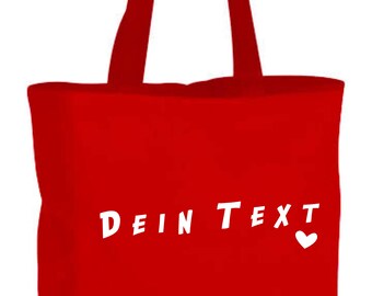Sac cabas personnalisé | Sac pour enterrement de vie de jeune fille | Rouge | 10 litres | Sac en tissu | 38 x 42 x 10 cm – avec soufflet | 100 % coton | Commerce équitable