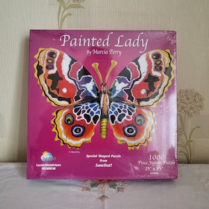 Vintage SunsOut &#39;Painted Lady&#39; 1000 Piece Butterfly Shape Jigsaw - SEALED