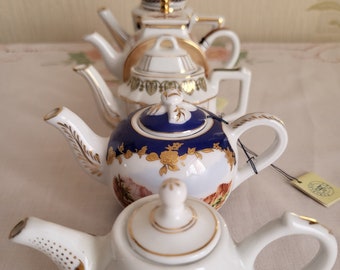 Vintage Porcelain Art Miniature Teapots - Assorted Designs & Pattern X5 (price per teapot)