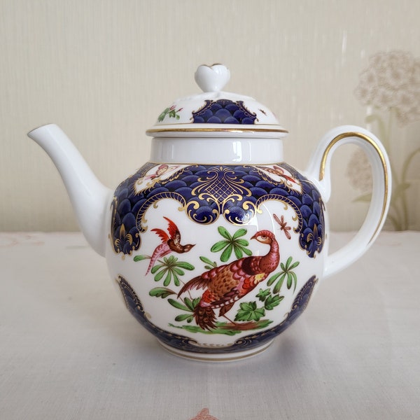 RARE Vintage Compton & Woodhouse LIMITED EDITION Heirloom Worcester Teapots 'Blue Scale' - Small display size