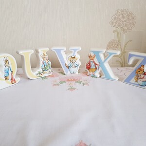 Letras iniciais autônomas de porcelana Beatrix Potter vintage - Q, U, V, X e Z - EM CAIXA
