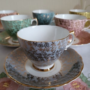 Vintage Crown Regent Harlequin Tea Duos X6 (price per duo)