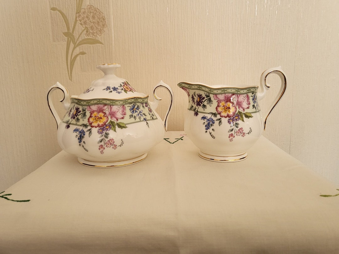 RARE Vintage Royal Albert 'hartington' Lidded Sugar Bowl & Milk Jug