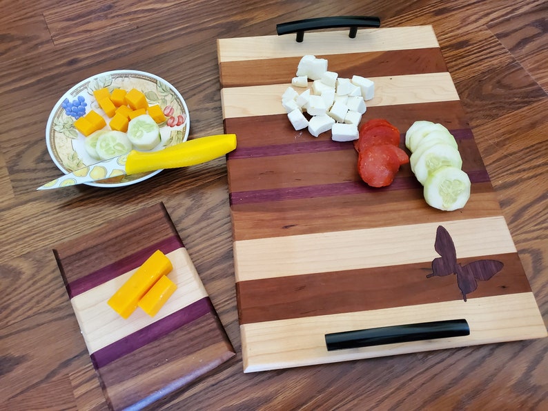 Wooden Charcuterie Board With Handles Wood Cutting Board Etsy UK