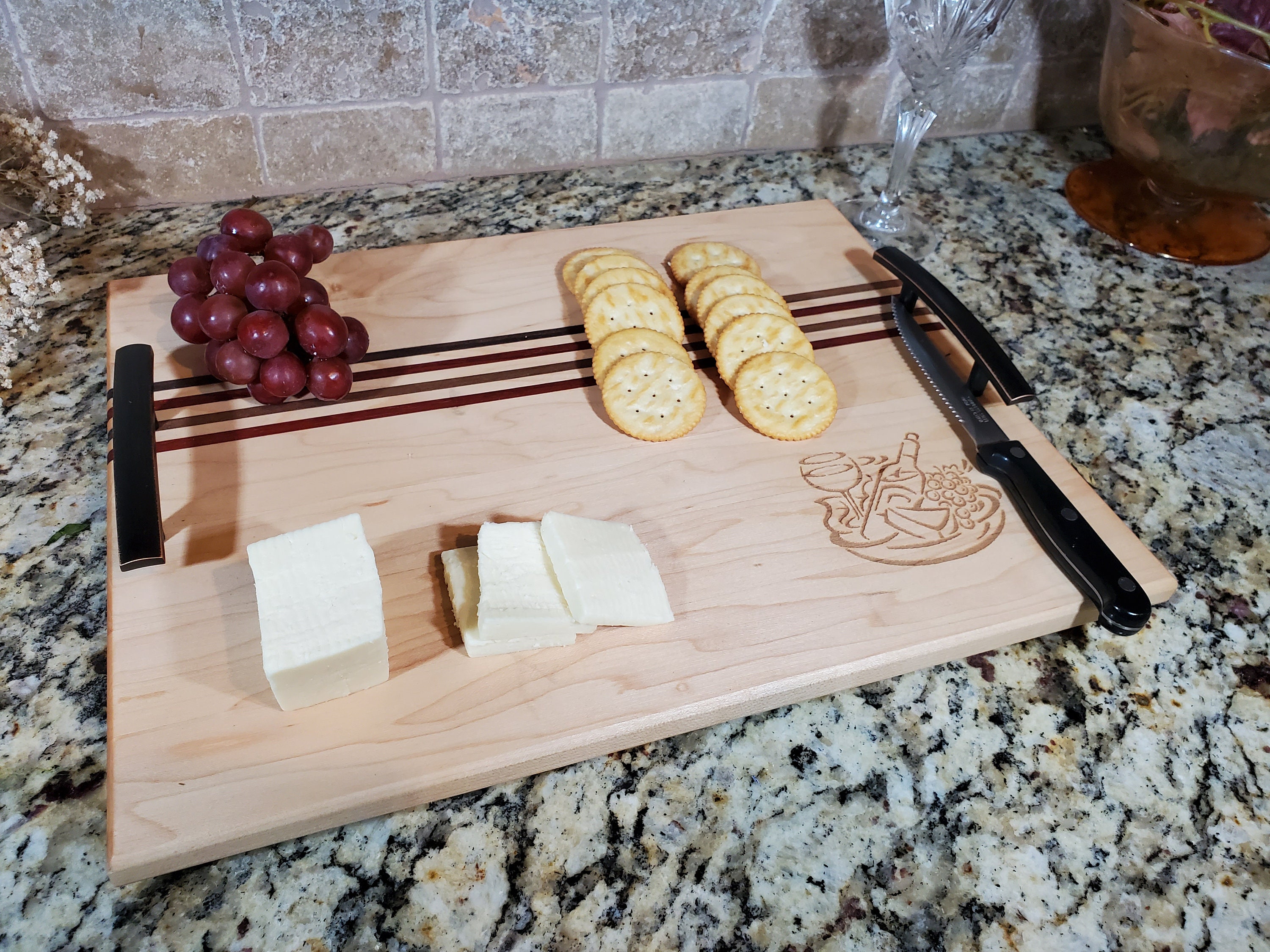Wood Charcuterie Board With Handles Hard Wood Maple With Etsy UK