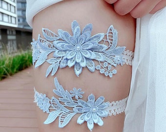 Wedding ▷ Garter • 10 Designs to Choose • Lace Tossing Garter Sets • Floral Pink & Blue Bridal Garter • Shipping from Toronto to Canada/US