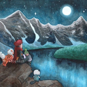 PKMN Legends Rei at the Lake Watercolor 5x7 Print