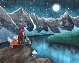 PKMN Legends Rei at the Lake Watercolor 5x7 Print