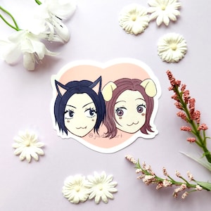 Nana and Hachi Waterproof Sticker, Cute Laptop Decal, Cute Water Bottle Sticker, Cute Journal Sticker