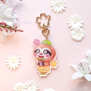 Animal Friends Flower Seller Double-Sided Acrylic Charm Keychain