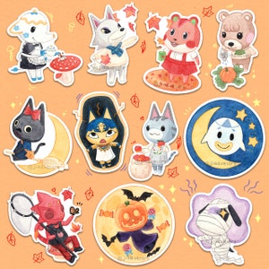 Fall Animal Friends Waterproof Stickers | Halloween, Cute Laptop Decal, Cute Water Bottle Sticker, Cute Journal Sticker