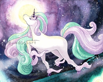 PKMN Pastel Pony in the Moonlight Watercolor 5x7 Print