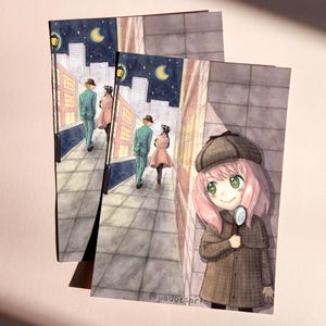Detective Anya Watercolor Anime Art Print, Cute Art Print, Home Decor Wall Art