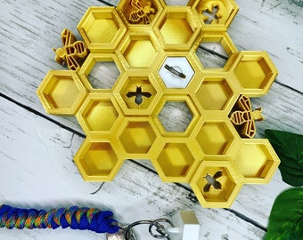 Bee honeycomb key holder 3D printed