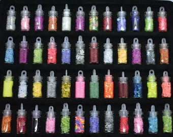 48 botella Slime glitter, Slime Accesorios, Slime Regalo / Presente, Slime DIY, Nail Art, Nail Glitter, Artes y Artesanía