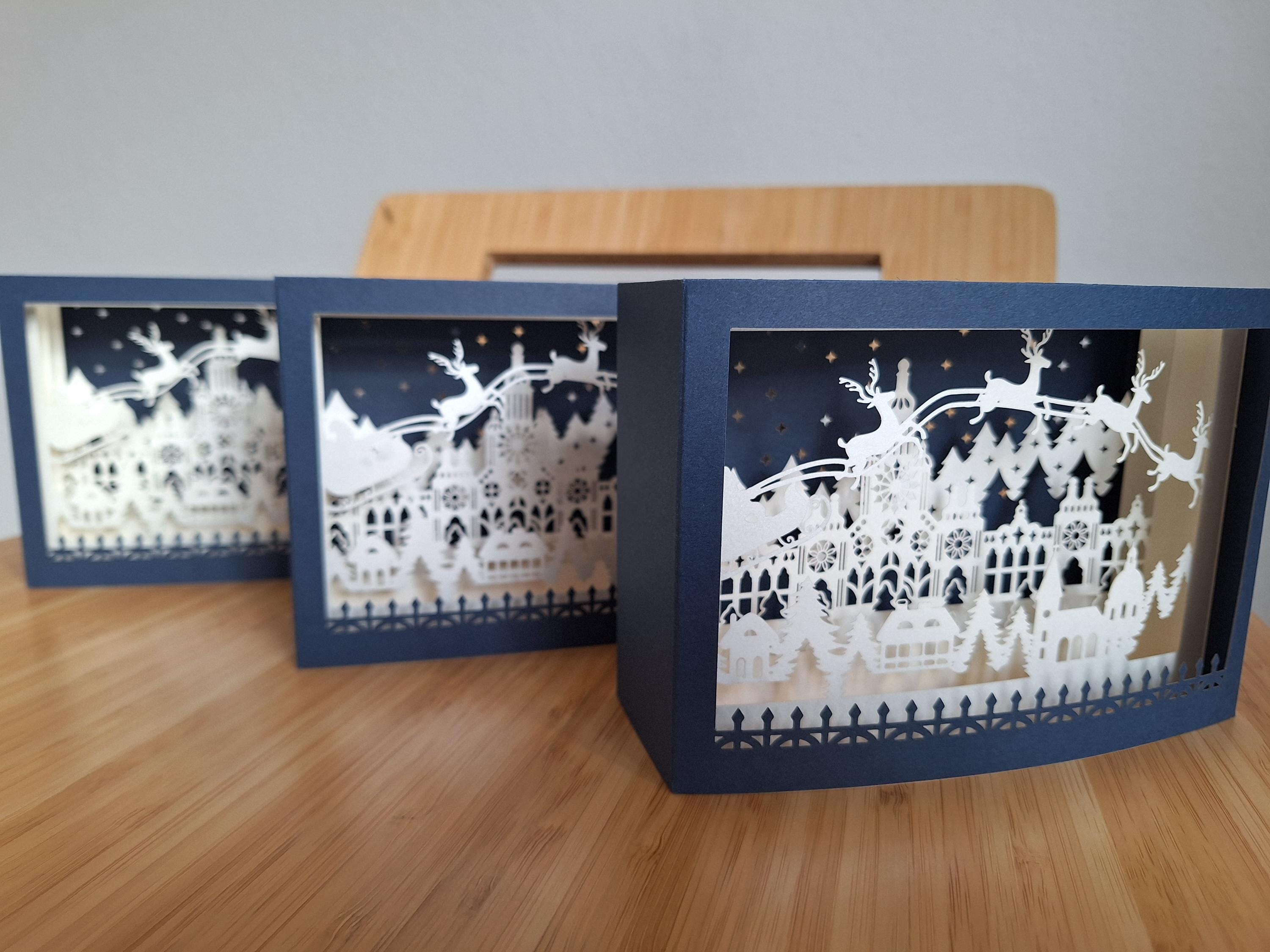 Three pieces(3pcs)x Christmas Scene popup card, Handmade