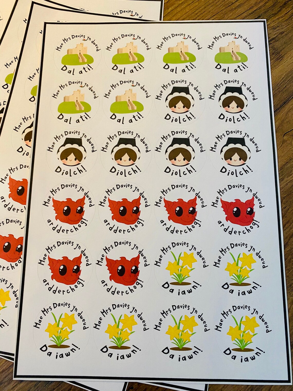 Personalised Welsh teacher praise stickers Sticeri clod Etsy