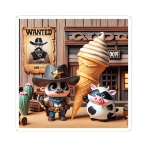 Whimsical Cowboy Stickers, Fun Decor for Laptops, Kids&#39; Party Favors, Unique Gift for Cowpoke Lovers, Cute Western Theme