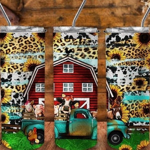 Farm animals tumbler, farm tumbler, gift idea, girl gift, gift for girl, sublimation tumbler, Western tumbler, cute tumbler