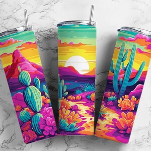 desert sunset, desert sunset tumbler, cactus, cactus tumbler, gift idea, gift for her, unique gift, unique item, sunset, beautiful