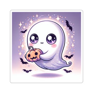 Kawaii Ghost Kiss-Cut Stickers | Cute Halloween Decor, Spooky Gifts, Laptop Stickers, Planner Accessories, Personalized Party Favors