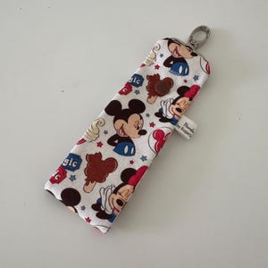 Handmade Disney themed fabric ear holder keyring - Mickey and Minnie Americana