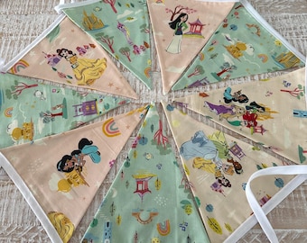 Handmade Disney themed double sided Disney Princess bunting
