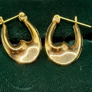 Vintage 14k Gold Oval Hoop Earrings, .96 grams image 7