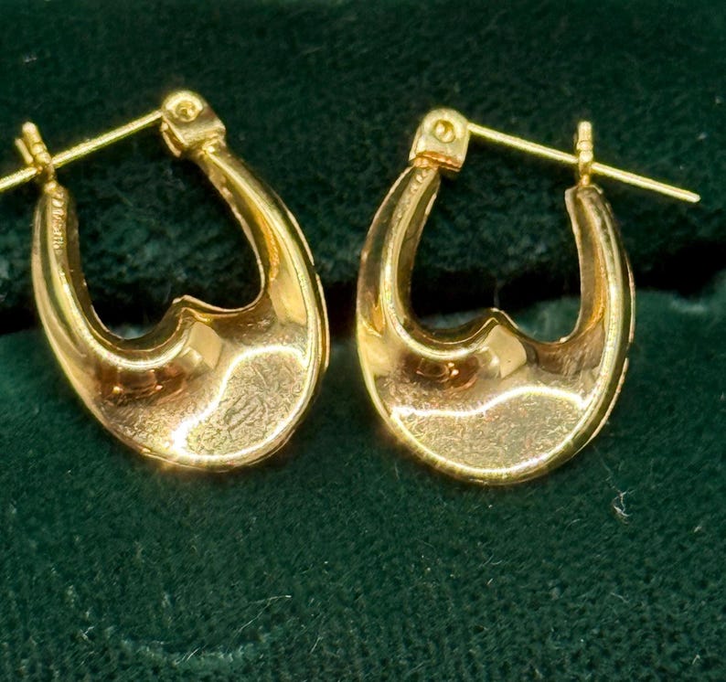 Vintage 14k Gold Oval Hoop Earrings, .96 grams image 7