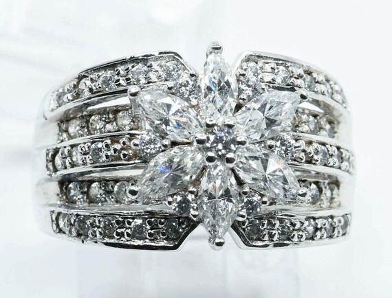 Simulation diamond ring with platinum clad sterli… - image 2