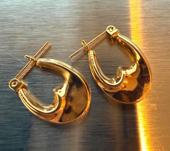 Vintage 14k Gold Oval Hoop Earrings, .96 grams