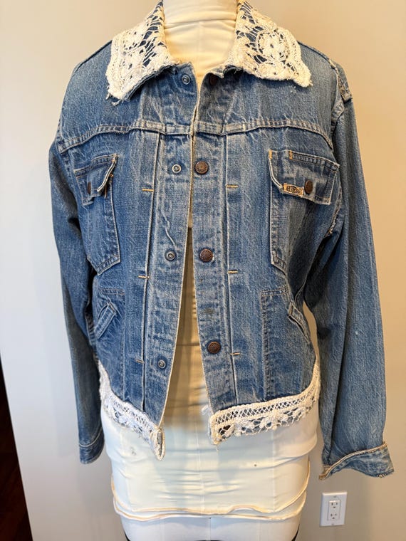 Vintage Custom Gaucho Jean Jacket: Antique Lace U… - image 7