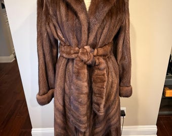 Vintage Mink Sable Fur Coat, NAFA Grade, Full Length with Belt