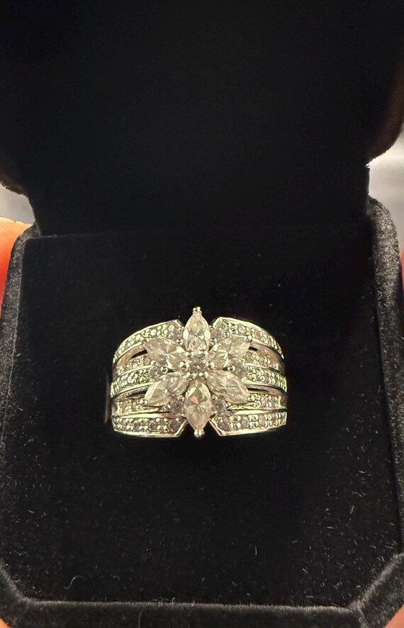 Simulation diamond ring with platinum clad sterli… - image 1