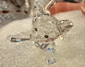 Figura vintage de gatito Swarovski en miniatura, sin bola de cristal, de principios de la década del 2000.