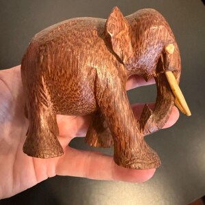 Little Adorable decorative Elephant good luck hand carved wood statue