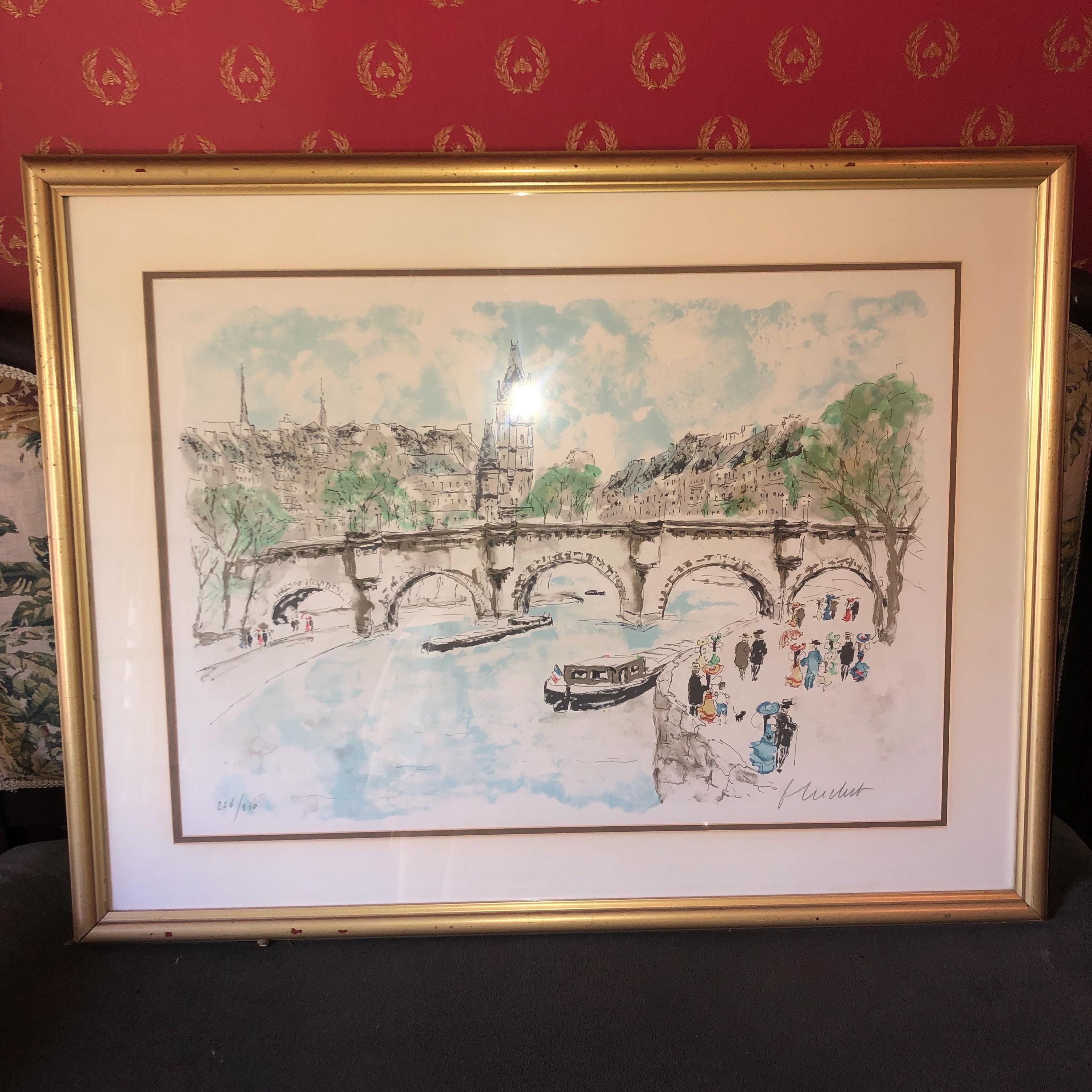 URBAN HUCHET リトグラフ　Boca point Signed and Numbered Urbain Huchet Golf Lithograph, Framed
