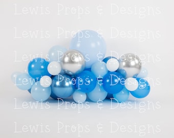 Kuchen zerschlagen Fotografie Digital Hintergrund blaue Ballons ersten Geburtstag