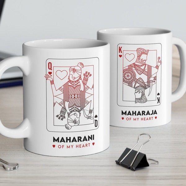 Indian Couple Mug | His and Hers Mug, Maharani and Maharaja Mugs, Mr and Mrs Mugs, Couple Gift Idea, Tamil, Microwave and Dishwasher Safe