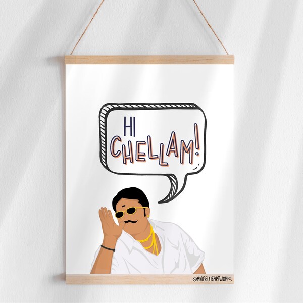Hi chellam art print / Tamil Movie Reference, cine tamil, prakash raj, cartel tamil, impresión de arte tamil, cartel de pared tamil, Tollywood