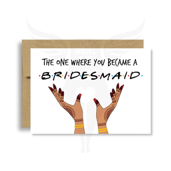 Vrienden thema Indiase bruidsmeisje kaart | Indiase bruidsmeisje voorstel kaart, Indiase bruidsmeisje geschenk, Indiase bruid Squad voorstel, Desi bruiloft