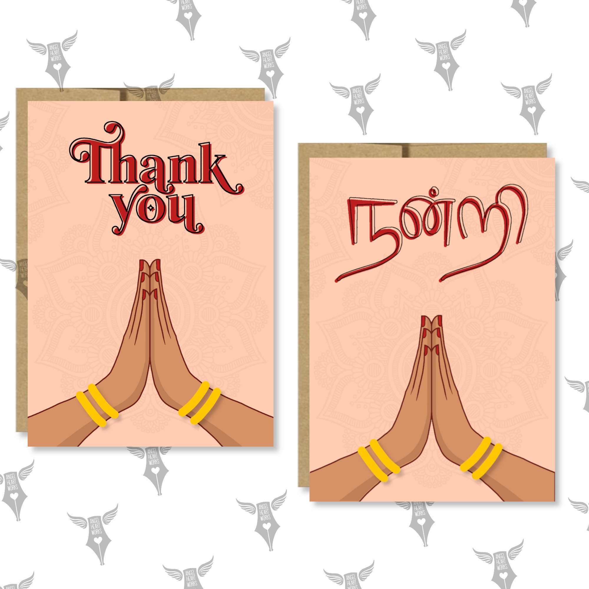 Thank You Desi Greeting Card Folded Indian Wedding Thank You Card With  Envelopes, Appreciation Cards for Birthday Teacher Boss Friend 