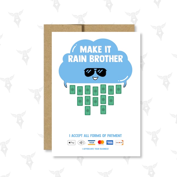 Make it rain greeting card | funny Raksha Bandhan card, sister asking brother for money, funny give me money card, all payments accepted