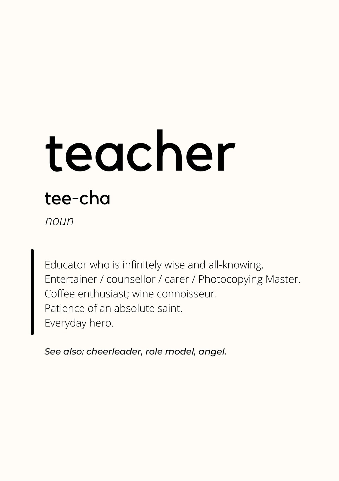 Teacher Definition Print Teacher Gift Funny Teacher Print Etsy