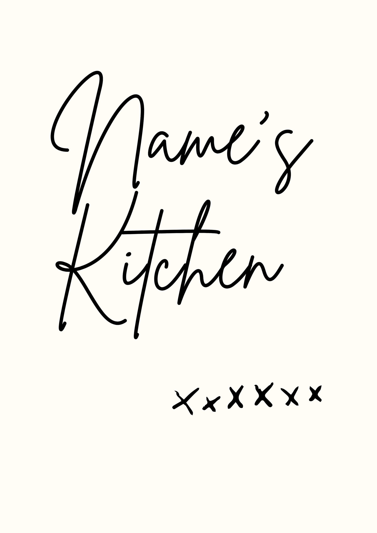 Personalised Kitchen Print Simple Kitchen Name Poster Name Etsy