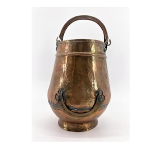 Handmade Copper Pot | 2 Handles | Dovetail Seams | 9&quot; Tall | Antique | Country Chic Decor Copper Pot