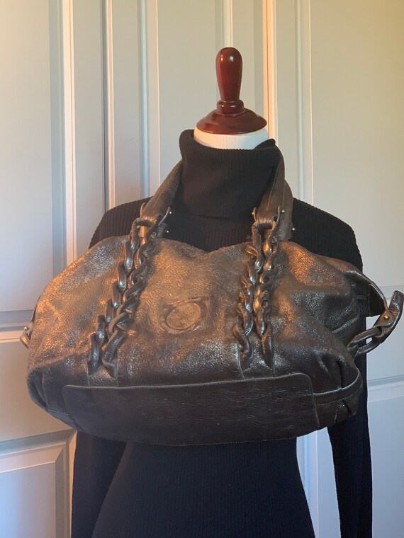 Salvatore Ferragamo Vintage Deep Silver Leather Ha