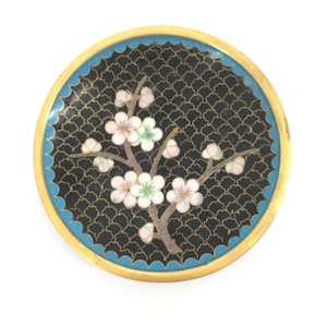 Miniature Cloisonné Cherry Blossom Plate | 4&quot; | Vintage