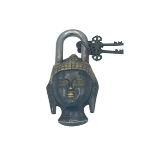 Brass Buddha Padlock | Working | 2 Ornate Keys | New